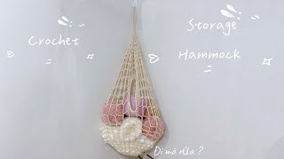 92. Crochet Storage Hammock - Detailed instructions for crocheting a mesh storage bag.