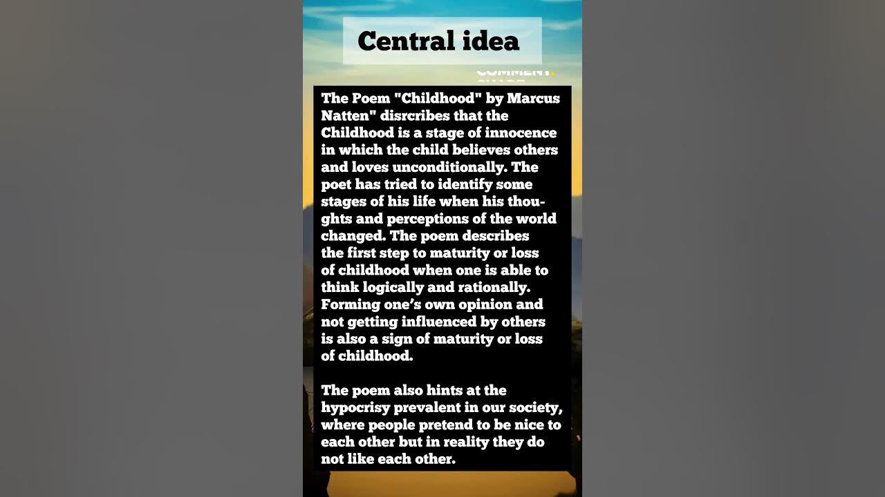 childhood-class-11-english-central-idea-of-childhood-class-11th