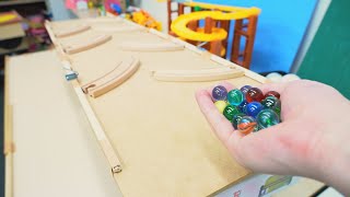 マーブルランレースASMR★手作りの木製コースと美しいビー玉