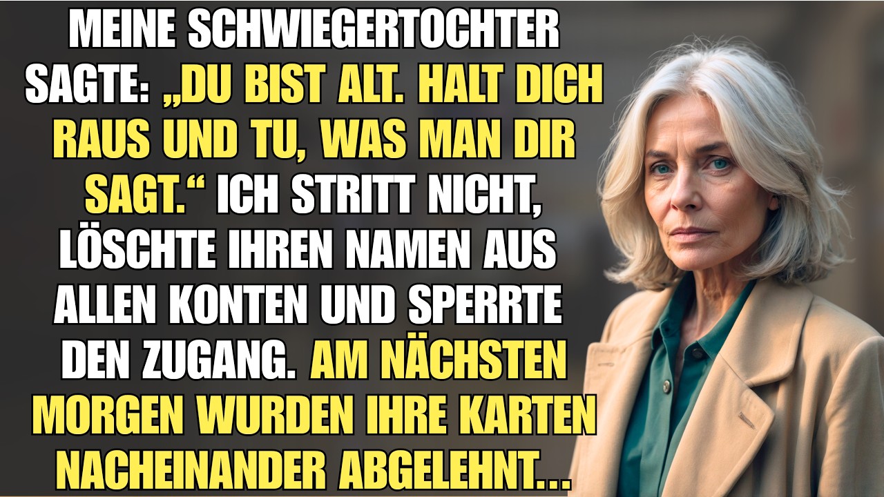 Ich stand in meiner eigenen Küche und hörte meine Schwiegertochter sagen: „Du bist alt. Halt dich da einfach raus und mach, was man dir sagt.“ Mein Sohn schwieg, starrte auf den Boden und nickte....