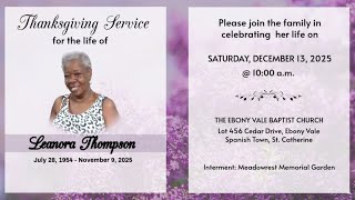 Thanksgiving Service for The Life of Leanora Thompson