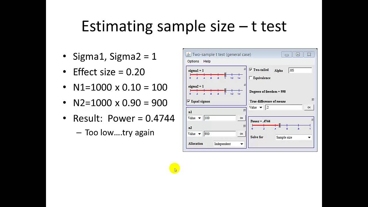 Cross Sectional Study Sample Size Estimation T Test YouTube