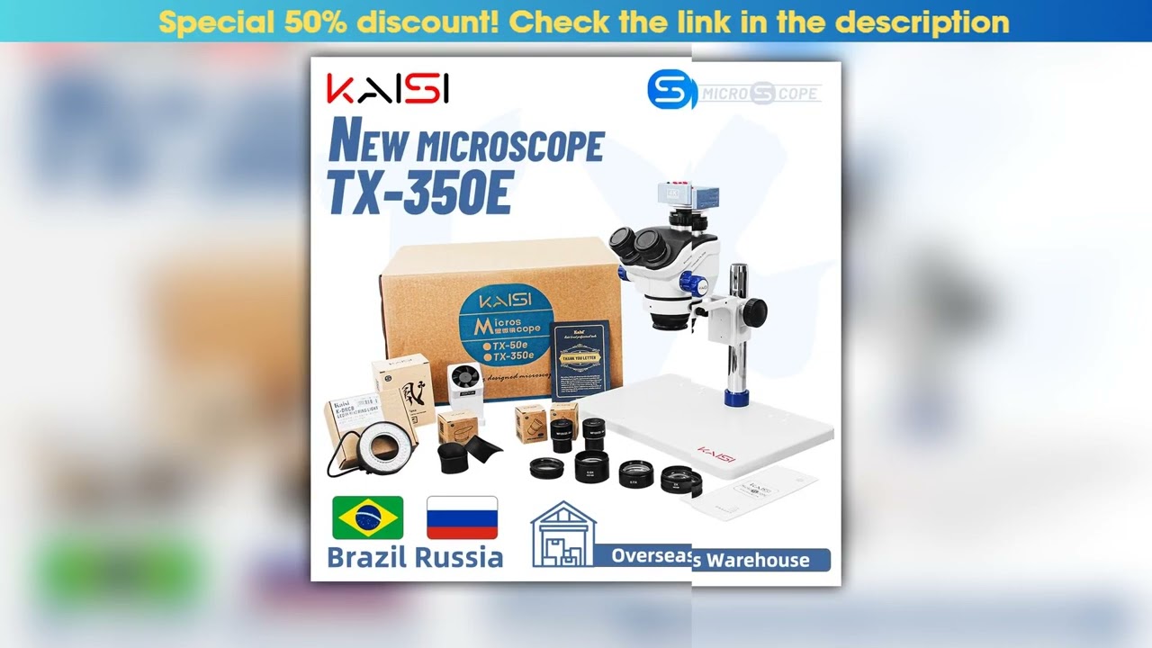 TX350e Trinocular Stereo Microscope Set 1080P 4K HDMI Video Camera 35X100X Zoom Simul Focal