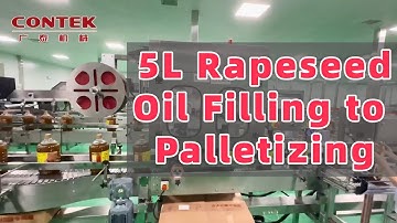 Full Automation of 5L Rapeseed Oil Filling to Palletizing 丨Capping丨Labelling丨Shrink Sleeve丨Packing