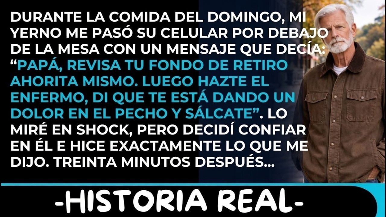 Un domingo cualquiera, con la mesa llena, los nietos corriendo y el mole de mi hija en la cocina, mi yerno me deslizó su teléfono por debajo de la mesa con ocho palabras en la pantalla: “Suegro,...