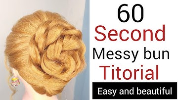 60 Second Messy  Bun Tutorial | Geetahairstyle1