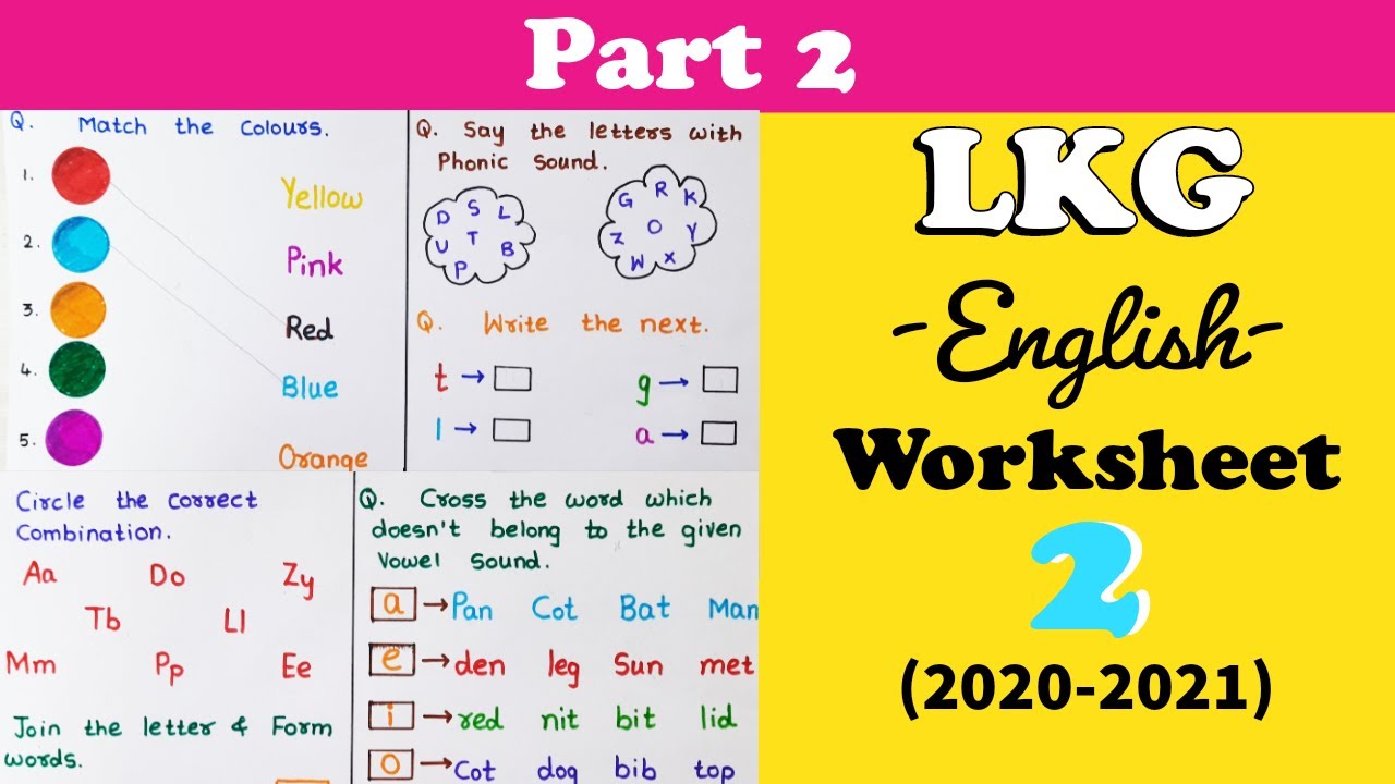 LKG English Worksheet Junior KG Worksheet PP1 Syllabus 2020 2021 Part 2 YouTube