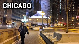 Sunday Evening In Chicago Walking Tour - Downtown At Night | January 12, 2025 | 4K Video