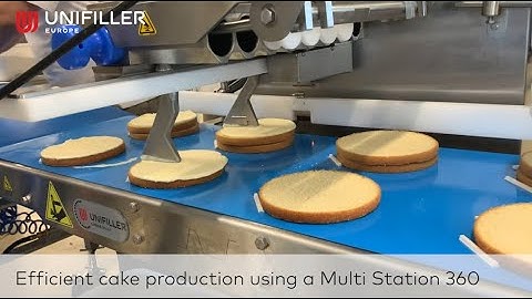 Unifiller Europe CakeLine - efficient production line for round + rectangular cakes / filling+icing