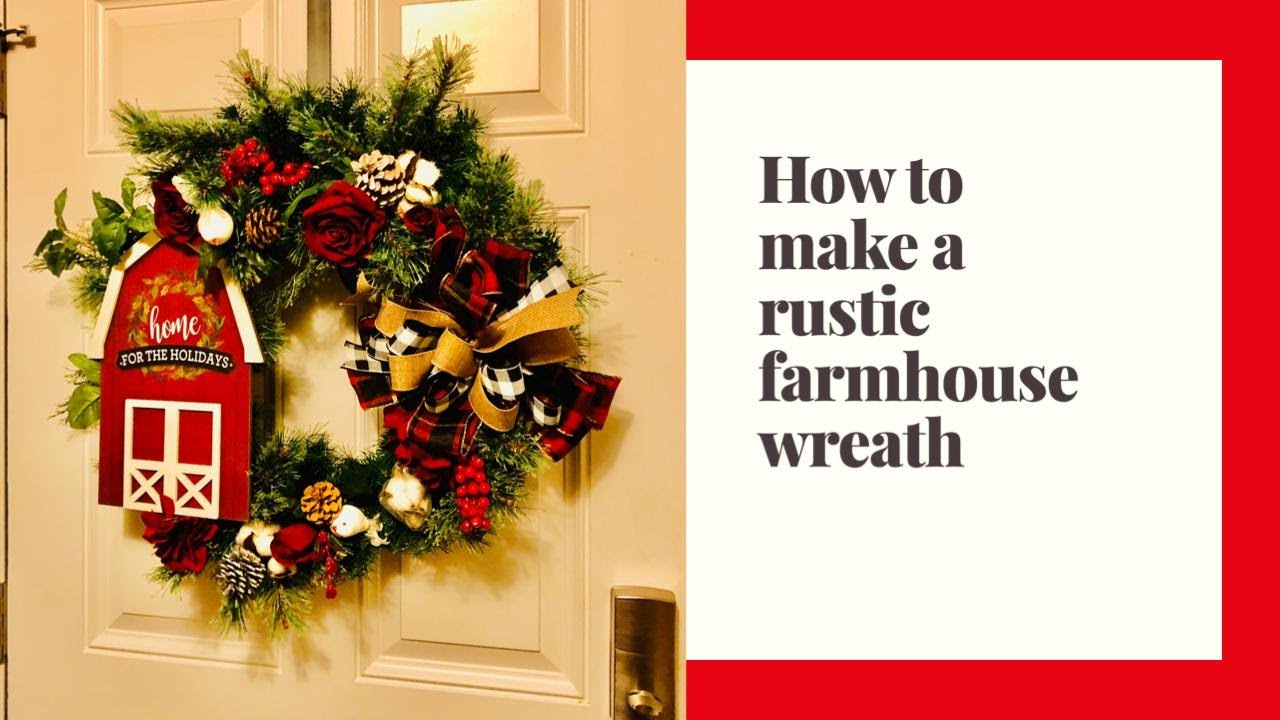 How to make rustic farmhouse christmas wreath - YouTube