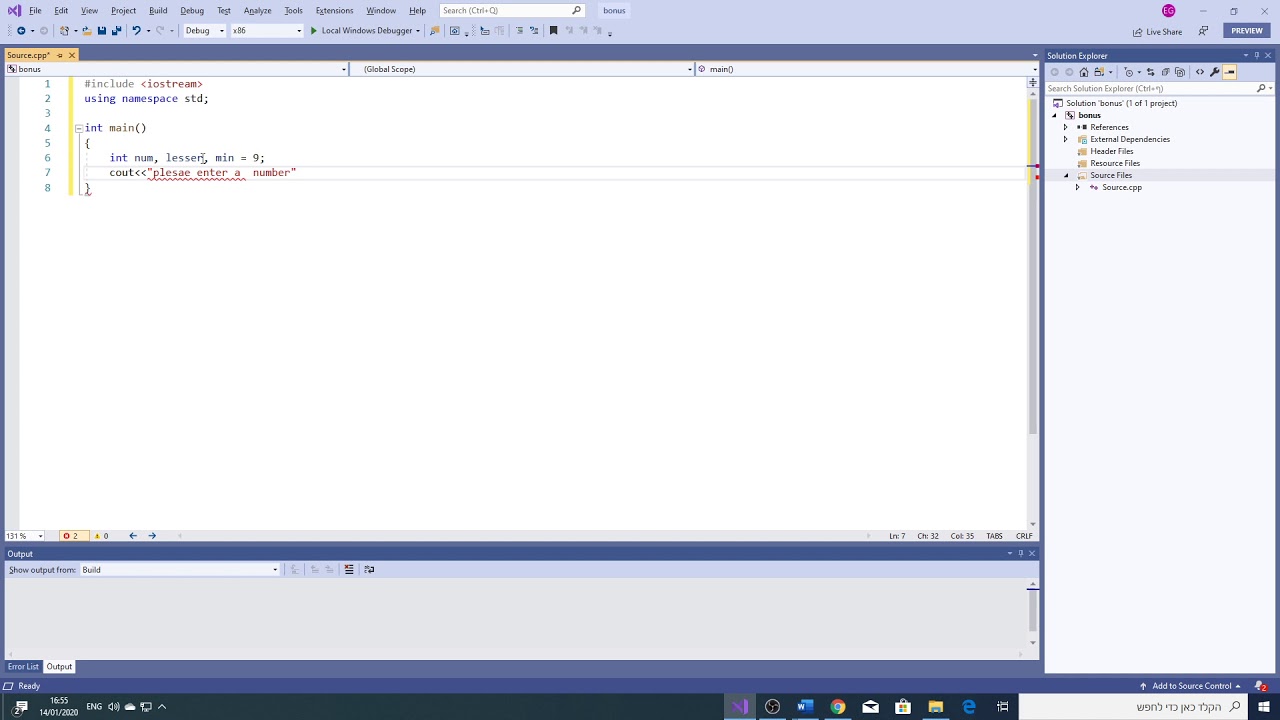 Finding minimum number with while loop, c++ visual studio - YouTube