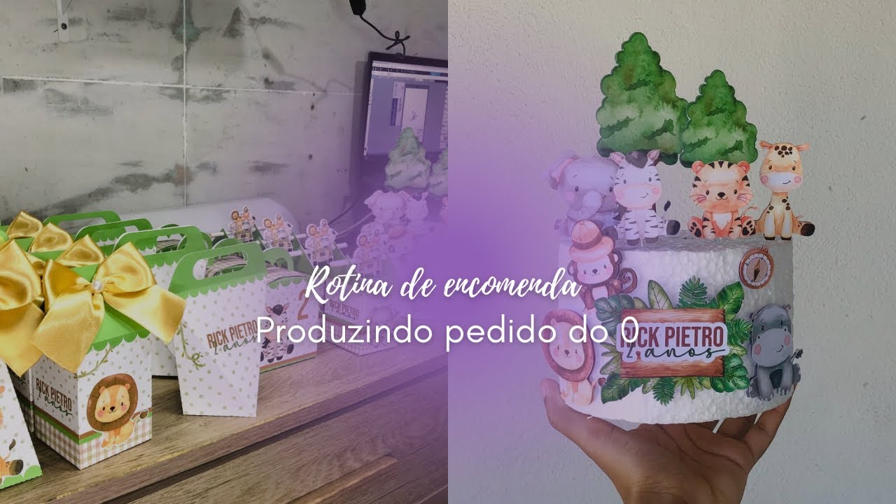 Produzindo Pedido Completo Safari: 20 Caixinhas + Topo de Bolo do ZERO! 