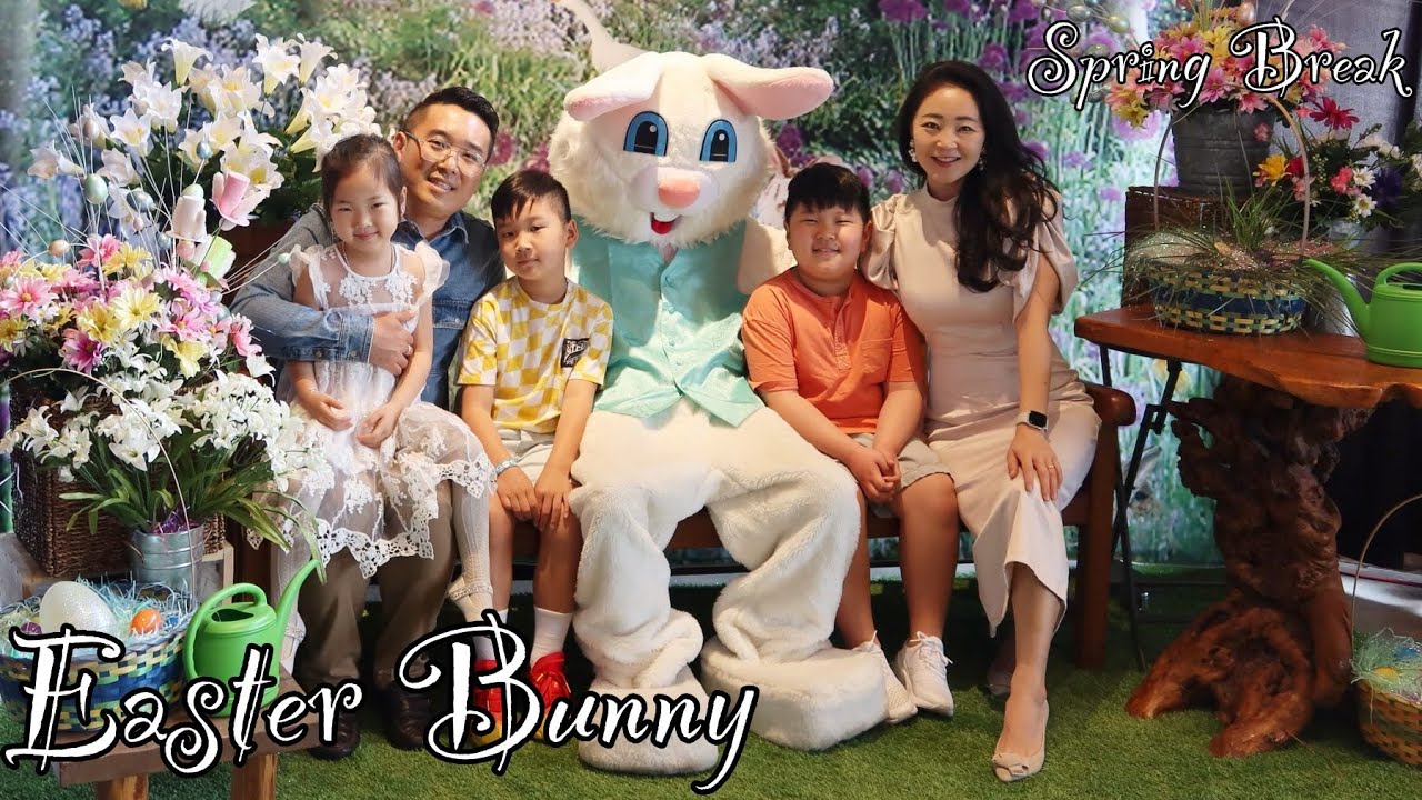 미국초등학교 봄방학 마지막날 바쁘다! Easter Bunny Photo Bass Pro Shop 메가마트에서 먹은 쟁반짜장과
