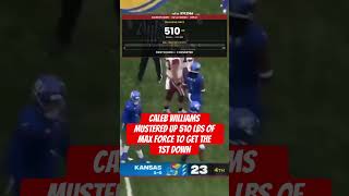 Caleb williams mustered up 510 lbs of max force to get the 1st down