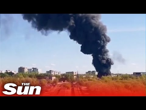 Firefighters battle suspicious blaze at Russian aerospace institute.