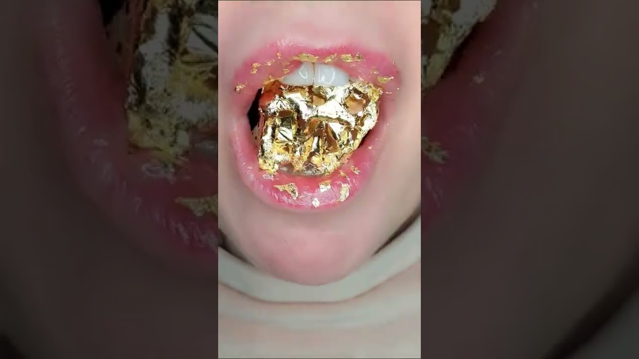 ASMR Gold Leaf Honeycomb How Much Would It Cost If It Was Real Gold? 💰 