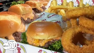 Crispy smash burgers, onion rings, and fries at Hammy's Smash Burgers in Clovis