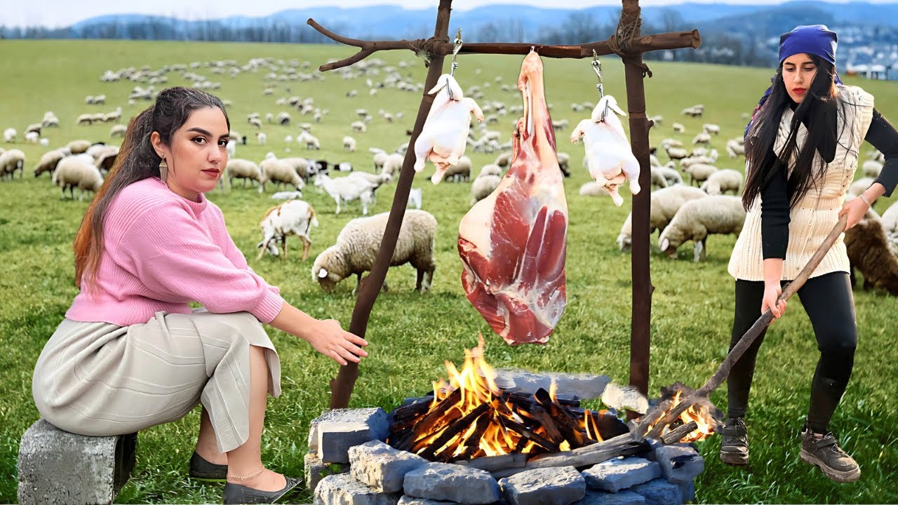 Authentic Iranian Village Cooking : Roasting Lamb Shanks & Biryani Chicken from the Underground Oven