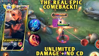 UNLIMITED DAMAGE   NO CD BUILD, REAL EPIC COMEBACK, GAMEPLAY GUSION | MOBILE LEGENDS