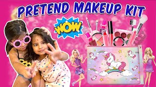 Zara U0026 Aria Play With Their Pretend Makeup Kit Cool Lipstick Blush U0026 Nail Polish Kids Toy Review