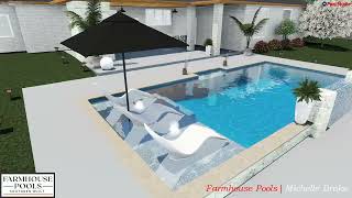 Geometric pool with raised beam and stunning water feature....._MARE50