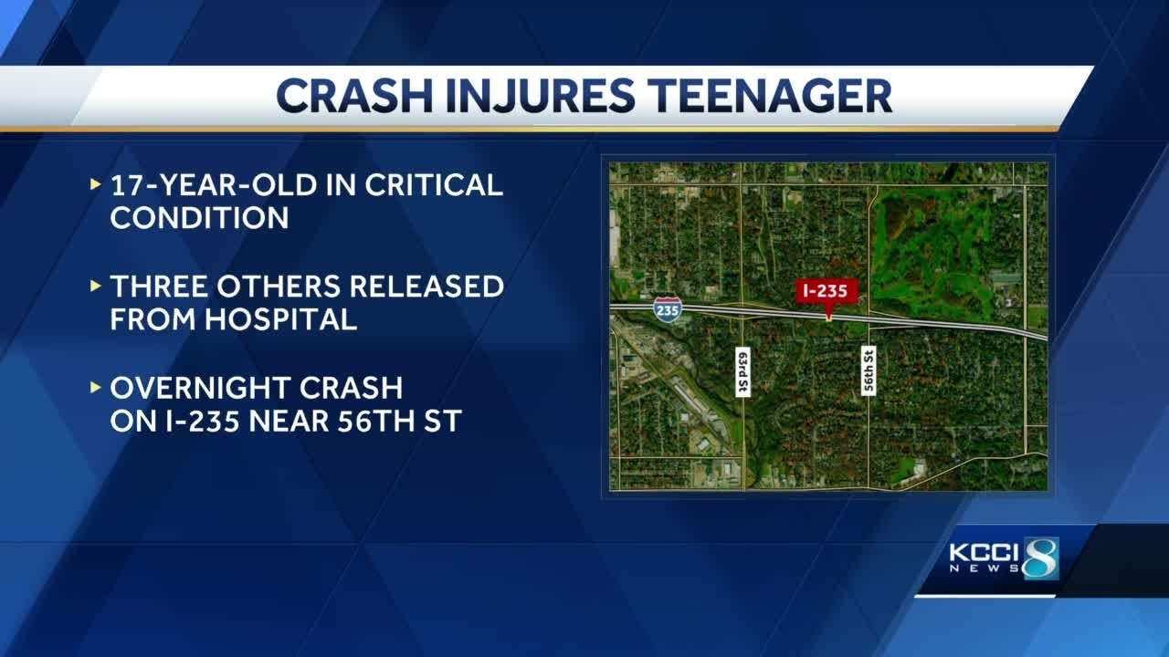 Teen in critical condition after crash on I-235 - YouTube