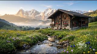 Spring Morning in a Swiss Mountain Village | Peaceful Chalet Life ASMR