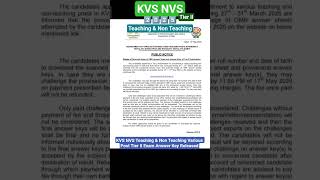 KVS | NVS Teaching & Non-Teaching Posts Tier-II Answer Key Out🔥 #shorts#kvs#nvs#kvsnvs#prt#kvstgtpgt