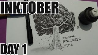 How To Draw - Tree | #InktoberDay1 2016 ( Time Lapse )