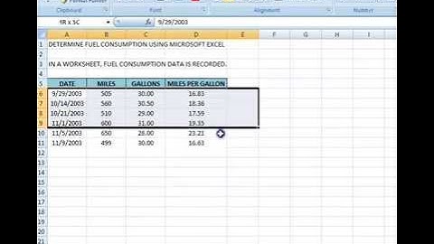 00006 - How To Determine Fuel Consumption Using Microsoft Excel