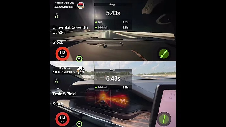 C8 ZR1 vs Tesla S Plaid #tesla #c8zr1 #dragrace