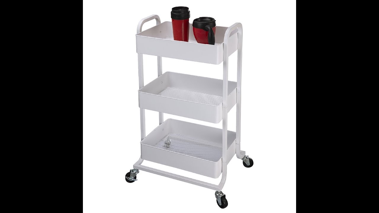Kitchen White Metal Rolling Storage Cart FM9813MWT/3