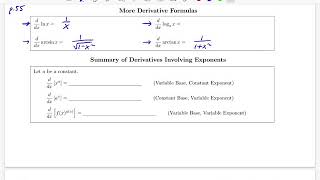 Math 161 Section 2.6 Derivative Formulas