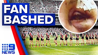 54-year-old man at AFL match allegedly punched 15 times | 9 News Australia