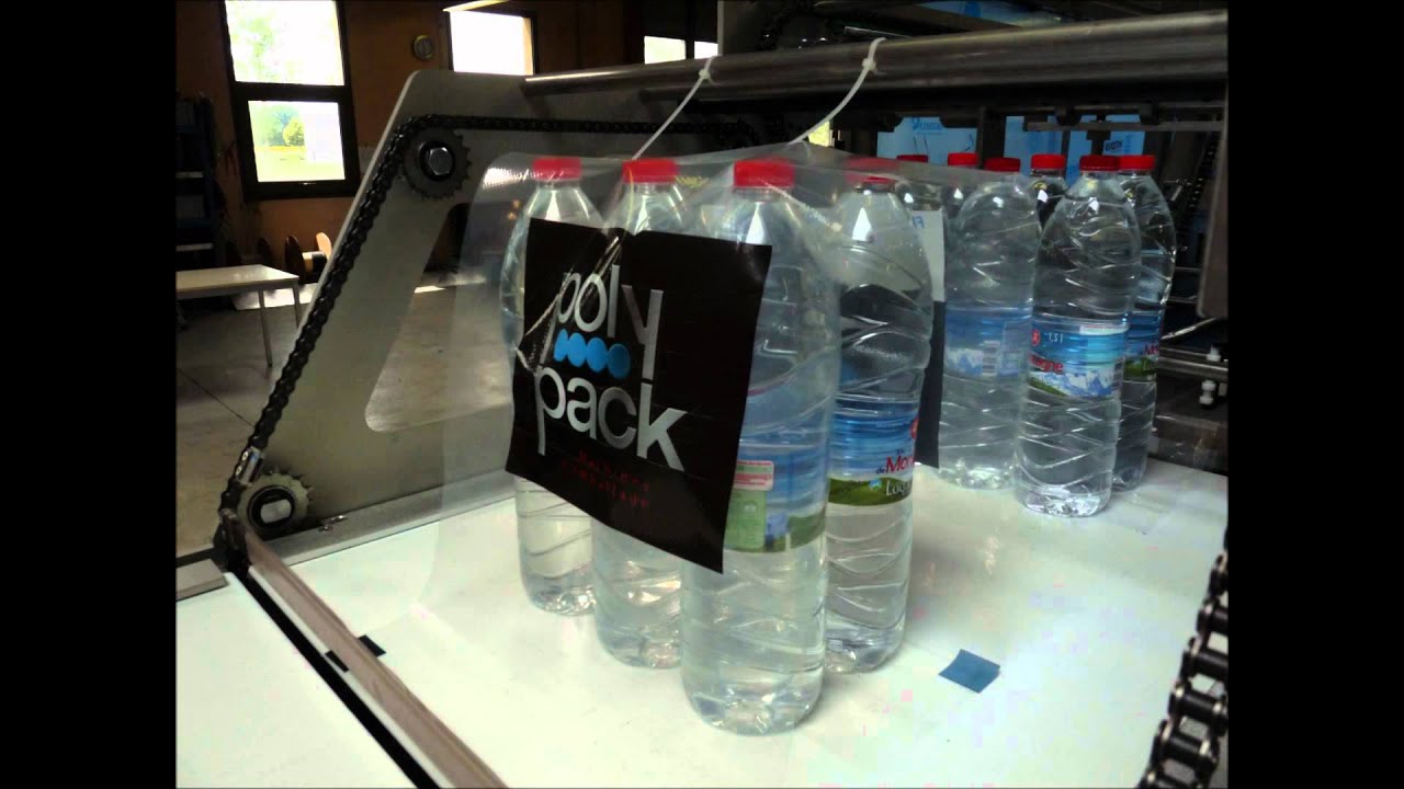 Fardeleuse sans soudure FAST 600 bouteilles avec dépose de poignée Polypack.wmv