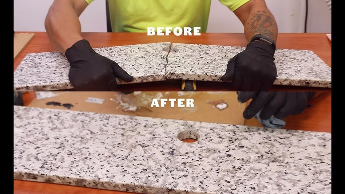 Granite Counter Crack Repair in front of sink 