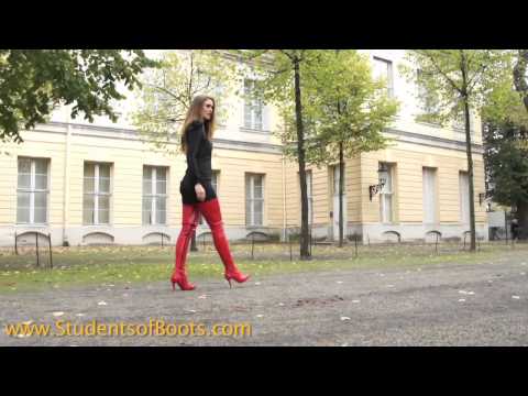 Nele in red crotchhigh boots