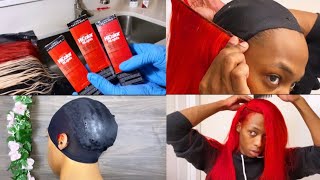 EASY PROTECTIVE CAP QUICK WEAVE TUTORIAL | Black To Red Hair Color ❤️ + Big Chop On Natural Hair!