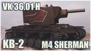 КВ-2, VK 36.01 (H) & M4 Sherman • WoT Blitz Gameplay