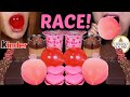 Asmr chocolate pink race valentines day special big boba ball peach ice cream ferrero cake cup