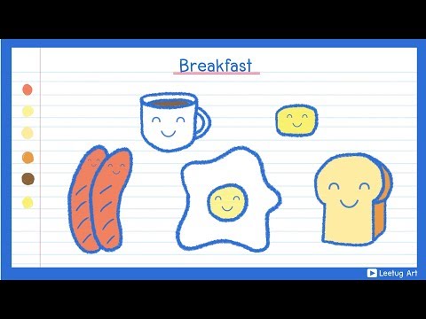 How to draw Breakfast | สอนวาดเซตอาหารเช้าแบบง่ายๆ