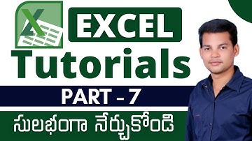 Ms Excel in Telugu Part 7  || Learn Excel  Basics || Microsoft Excel Tutorials