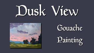 Dusk View Impression Gouache Landscape Painting