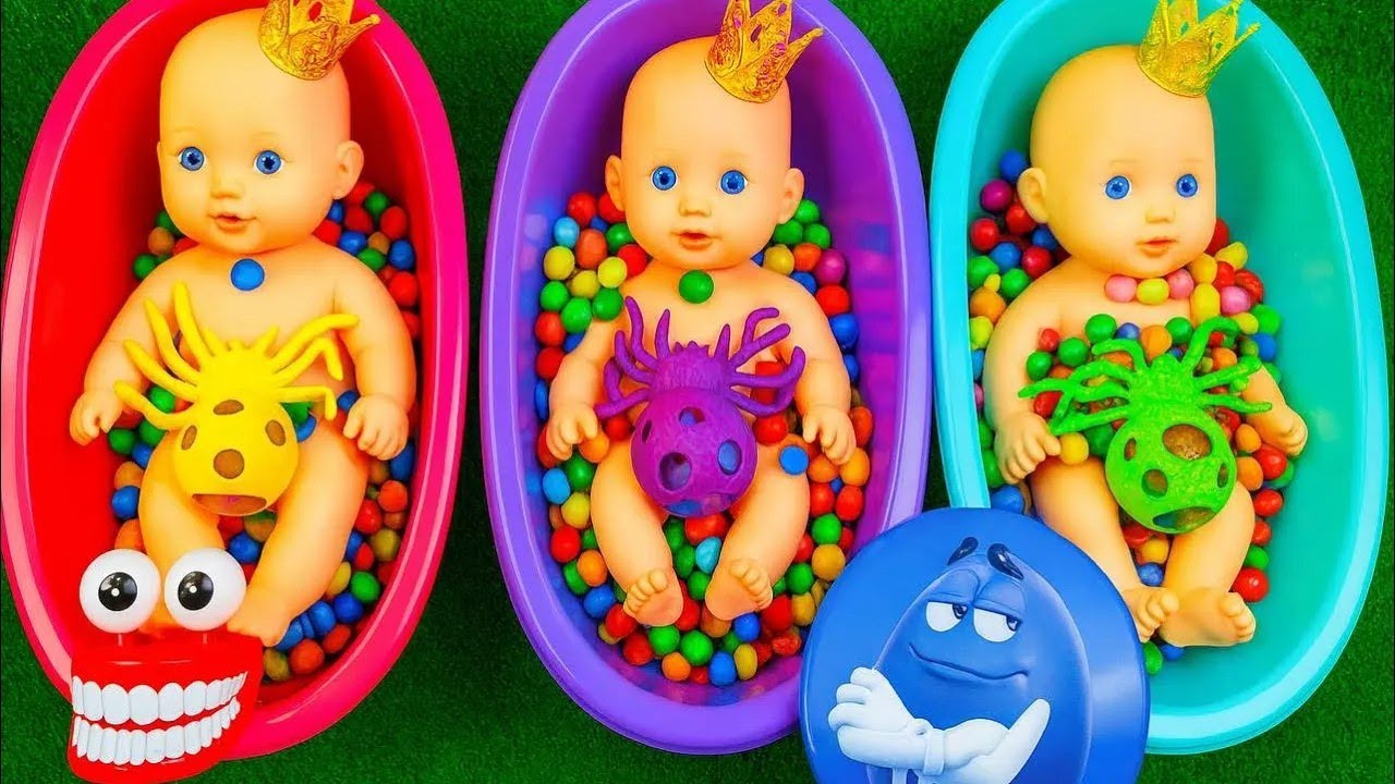 3 Minutes Satisfying with Rainbow M&M'S Candy Unpacking From Glossy Containers ASMR Beads Surprise