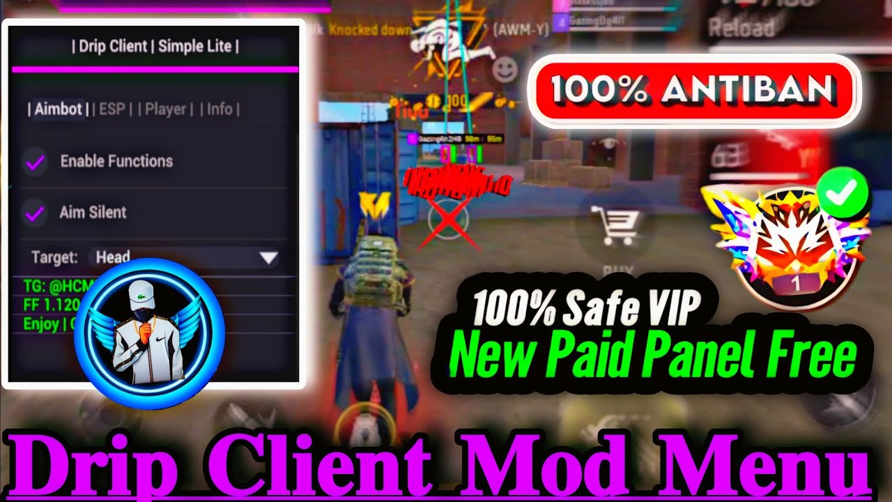 DRIP CLIENT MOD MENU | OB52 UPDATE NEW ANTIBAN FF MOD CS  | BR RANK 100 % SAFE INDIA SERVER  |