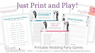 Printable Wedding Party Games  |  Bachelor / Bachelorette Party Games  |  6 PDFs |  Stag & Hen Night