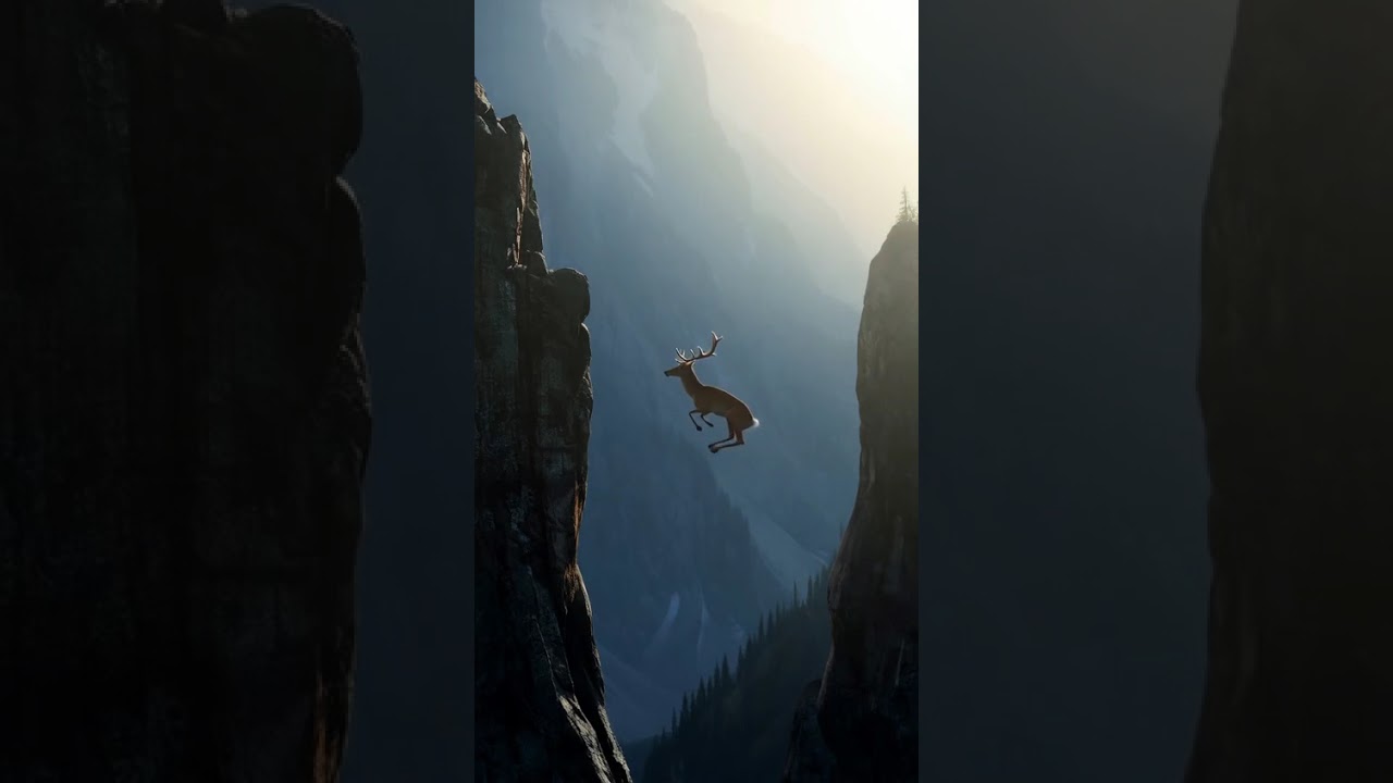 Epic Cliff Jump With Her Fawn! 😲🦌  
