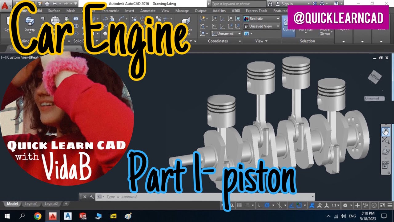 Persian tutorial of car engine in AutoCAD- Piston| طراحی موتور ماشین در ...