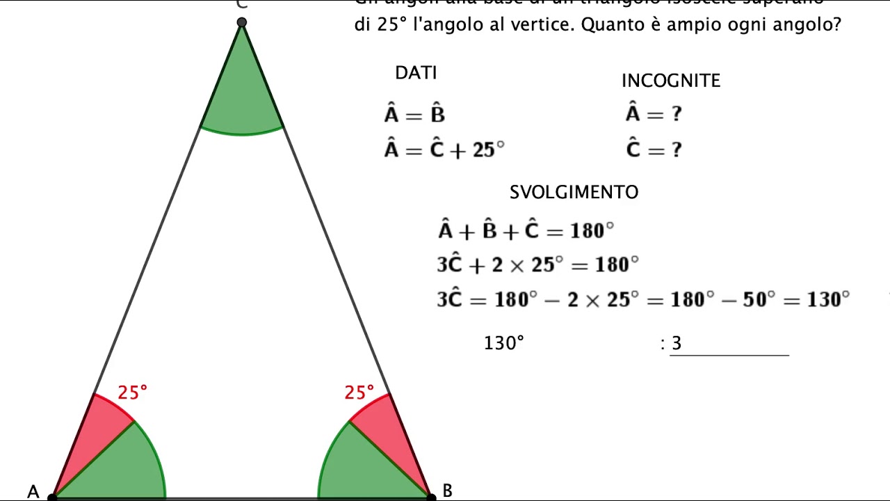 L'ampiezza Dell'angolo Al Vertice Di Un Triangolo Isoscele è 120 Differenza fra Angolo alla Base ed Angolo al Vertice - YouTube
