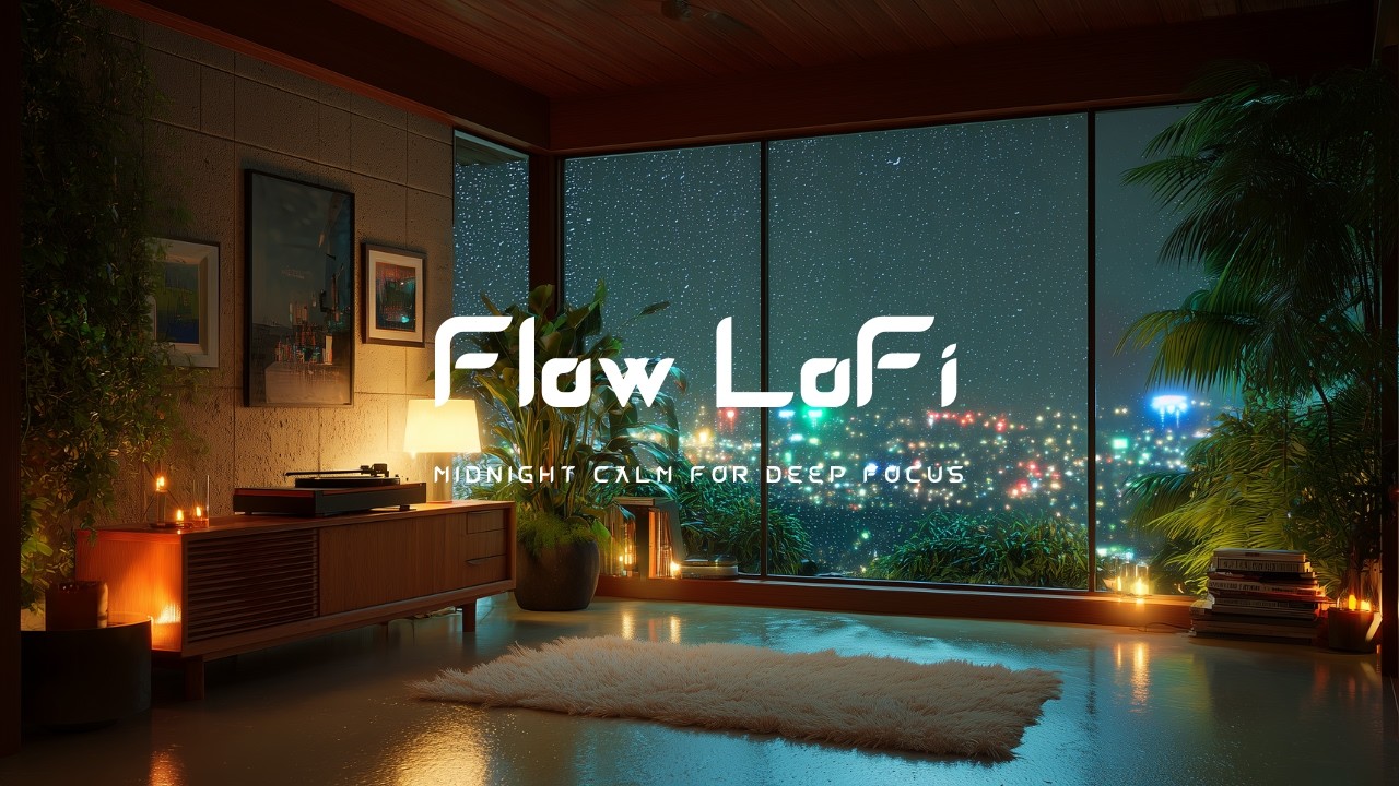 Peaceful Rainy Nights – Cozy Room Ambience with City Skyline